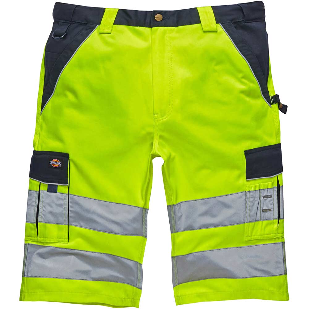 Image of Dickies Mens Hi Vis Industry 300 Shorts Yellow / Navy 48"