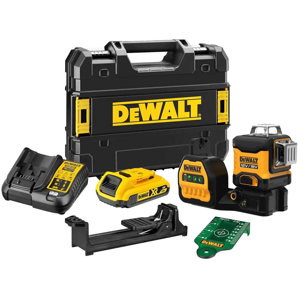 Image of DeWalt DCE089 18v Self Levelling Cross Line GREEN Laser Level 1 x 2ah Li-ion Charger Case