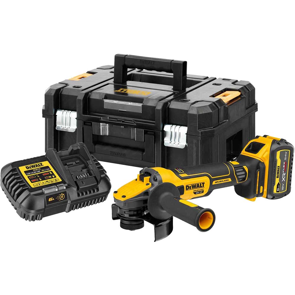 Image of DeWalt DCG409 18v XR Cordless High Power Angle Grinder 125mm 1 x 6ah Li-ion Charger Case