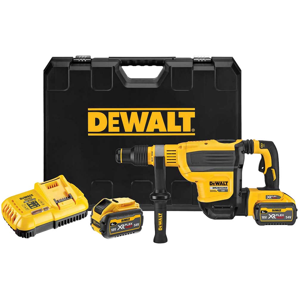 Image of DeWalt DCH614 54v XR Cordless FLEXVOLT SDS Max Combination Hammer 2 x 9ah Li-ion Charger Case