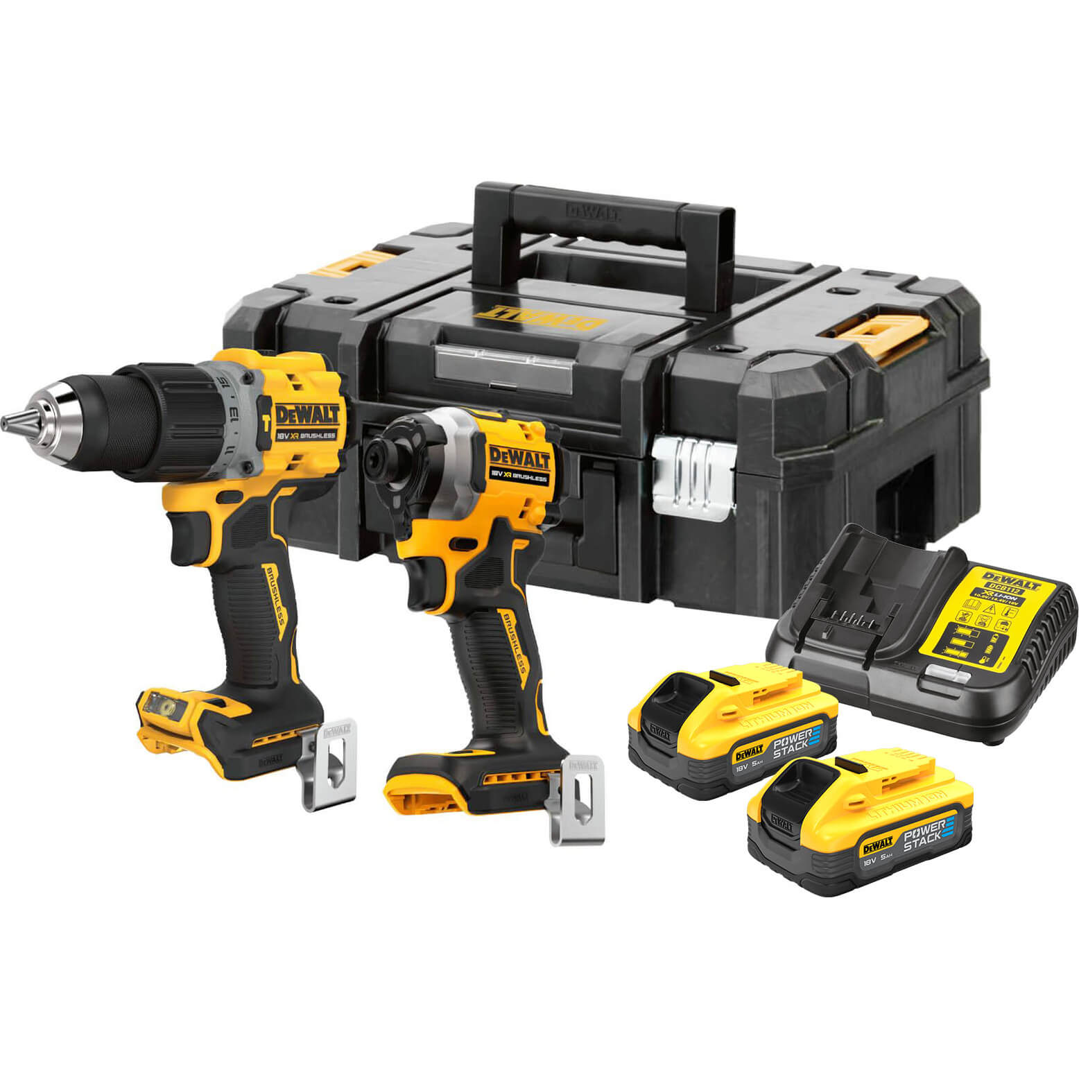 DeWalt DCK2050 18v XR Brushless Combi Drill and Impact Driver 2 x 5ah Li-ion Powerstack Charger Case