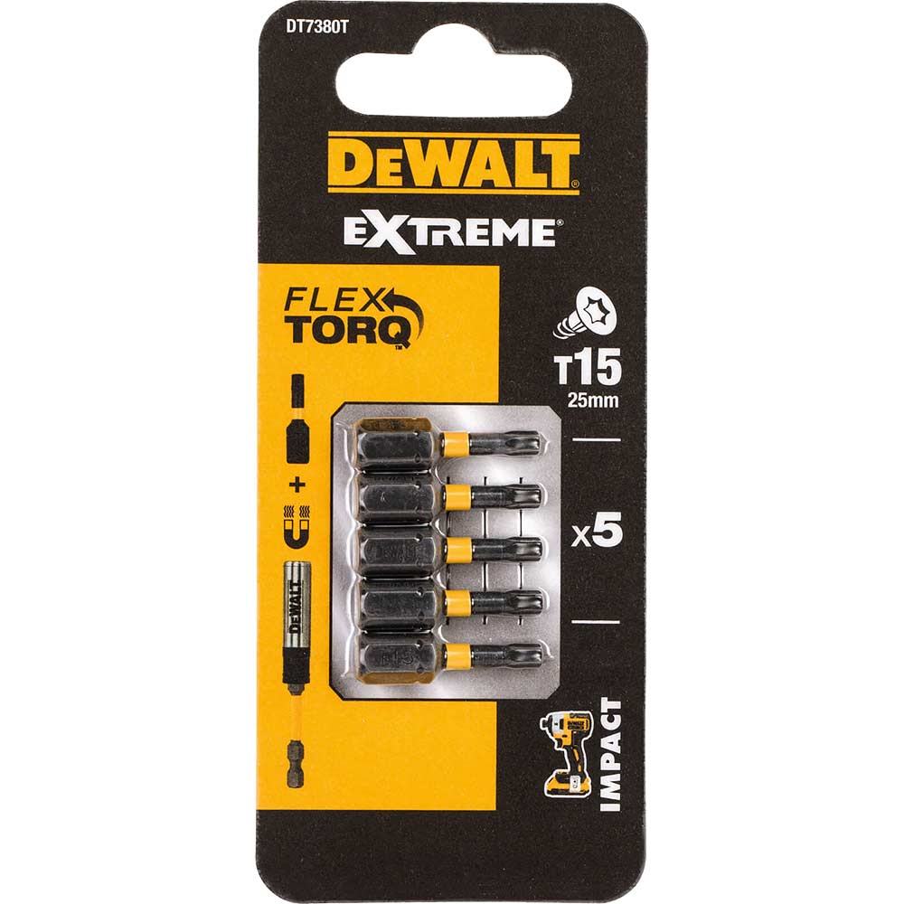Photo of Dewalt Torx Extreme Impact Torsion Screwdriver Bit T15 25mm Pack Of 5