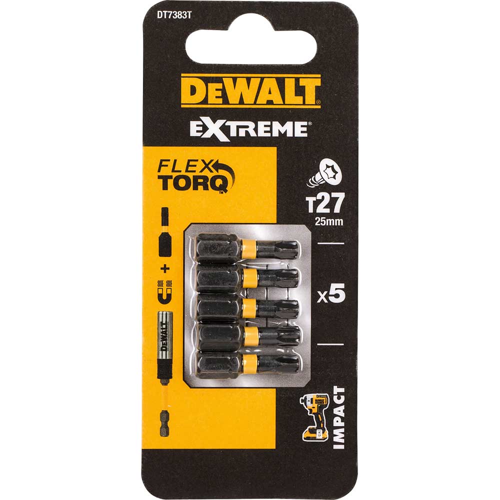 Photo of Dewalt Torx Extreme Impact Torsion Screwdriver Bit T27 25mm Pack Of 5