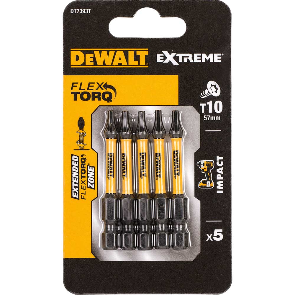 Photo of Dewalt Torx Extreme Impact Torsion Screwdriver Bit T10 50mm Pack Of 5