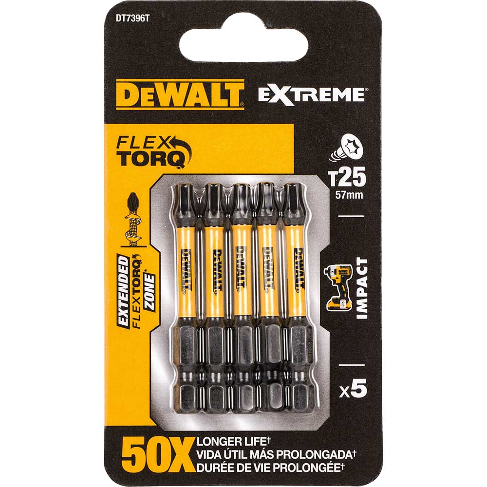 Photo of Dewalt Torx Extreme Impact Torsion Screwdriver Bit T25 50mm Pack Of 5