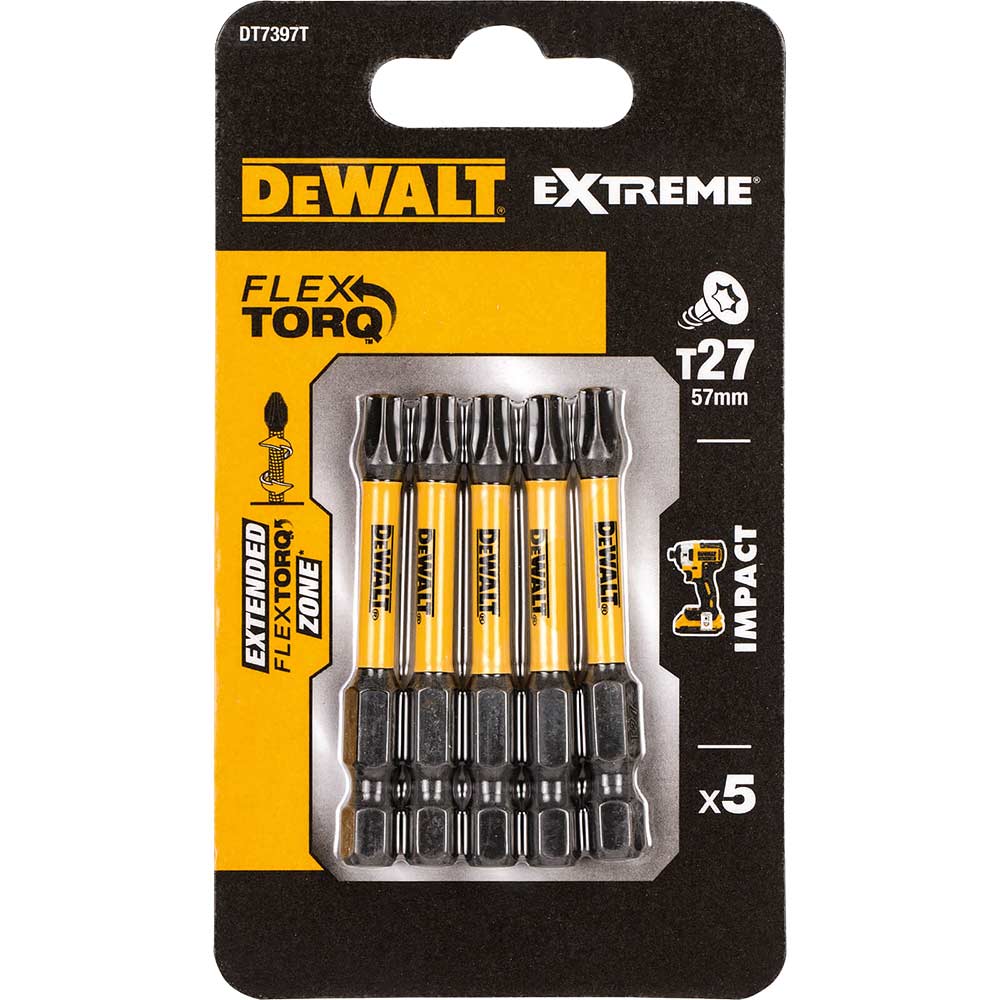 Photo of Dewalt Torx Extreme Impact Torsion Screwdriver Bit T27 50mm Pack Of 5