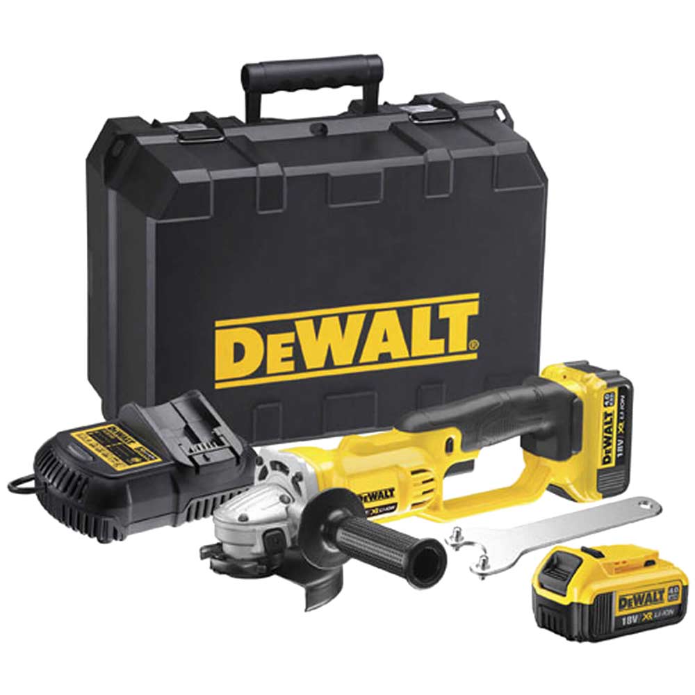 DeWalt DCG412 18v XR Cordless Angle Grinder 125mm 2 x 4ah Li-ion Charger Case