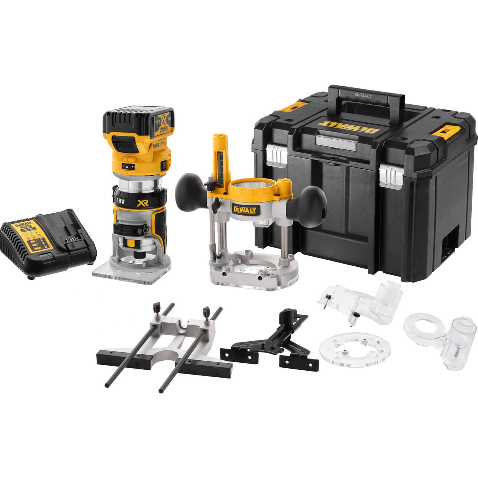 DeWalt DCW604NT 18v XR Cordless Brushless 1/4" Router Kit 1 x 5ah Li-ion Charger Case & Accessories