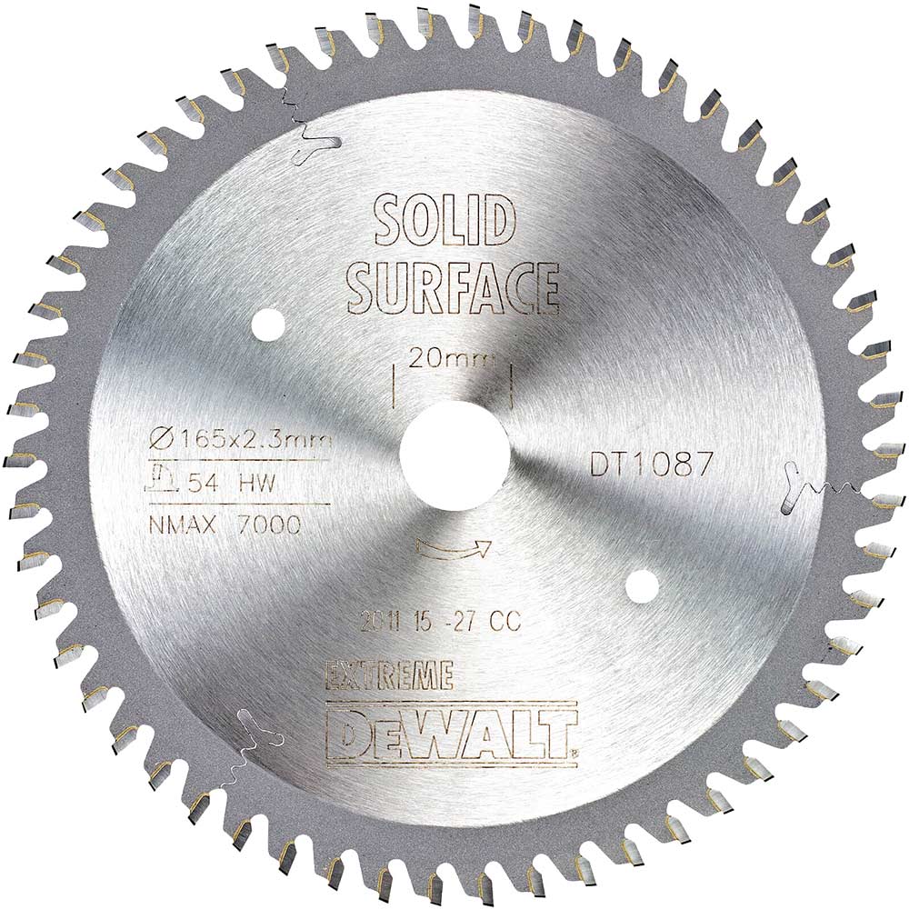 Photo of Dewalt Extreme Corian Saw Blades 165mm 54t 20mm