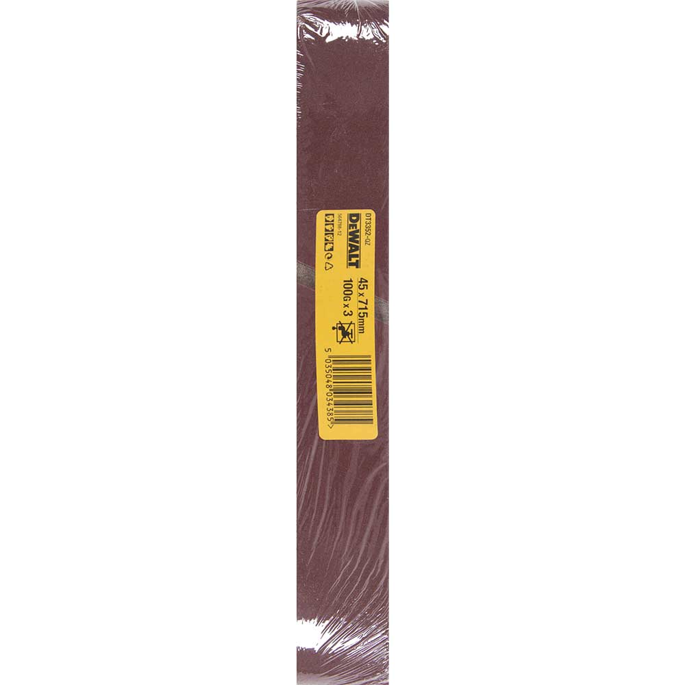 Photo of Dewalt 45 X 715mm Multi Purpose Sanding Belts 45mm X 715mm 100g Pack Of 3