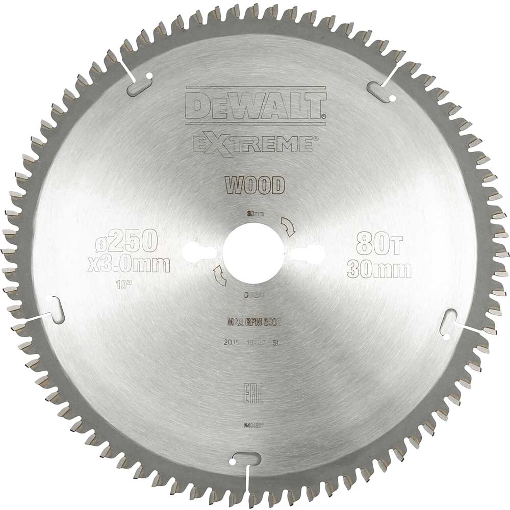 DeWalt Extreme Wood Cutting Saw Blades 250mm 96T 30mm