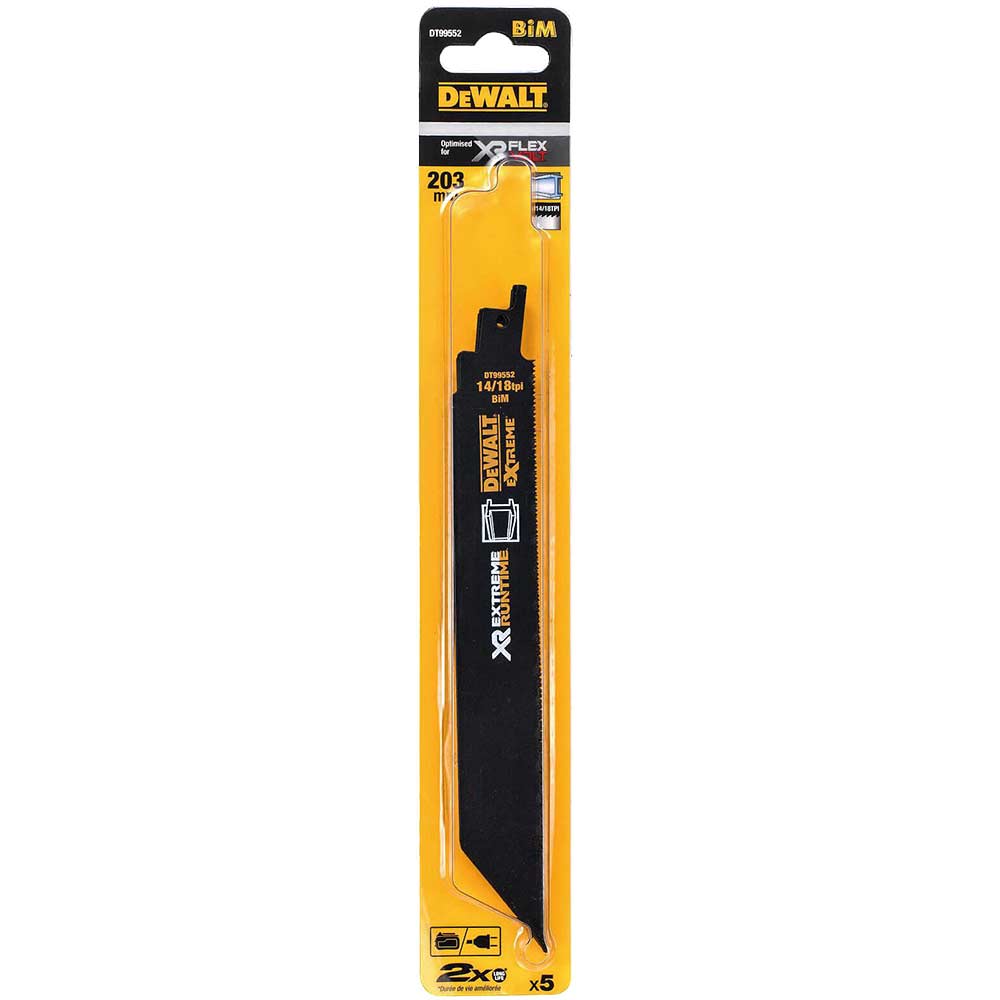 Photo of Dewalt Extreme Runtime Metal Cutting Reciprocating Saw Blade 200mm Pack Of 5