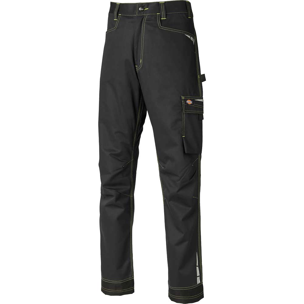 Image of Dickies Mens Lakemont Trousers Black / Lime 42" 32"