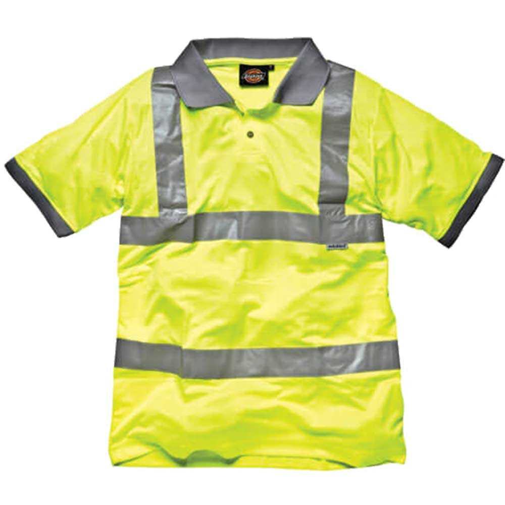Image of Dickies Mens Hi Vis Safety Polo T Shirt Yellow L