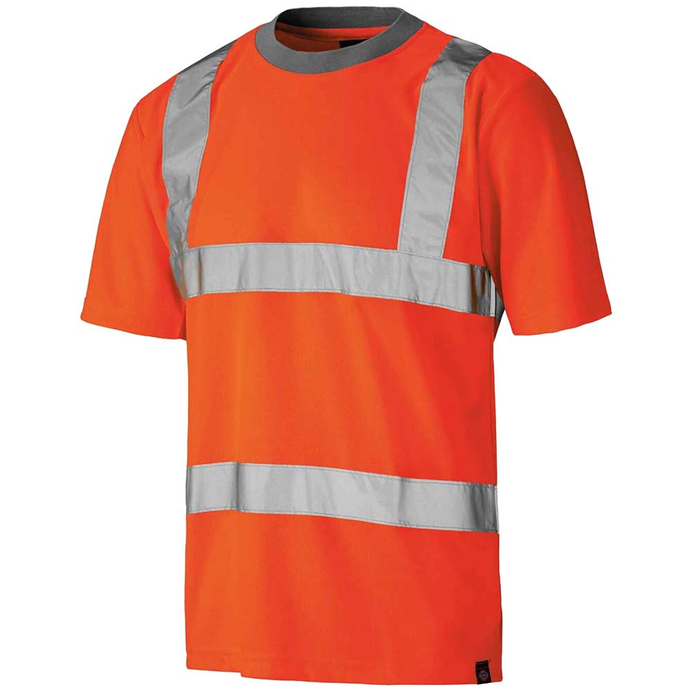 Image of Dickies Mens Hi Vis Safety T Shirt Orange S