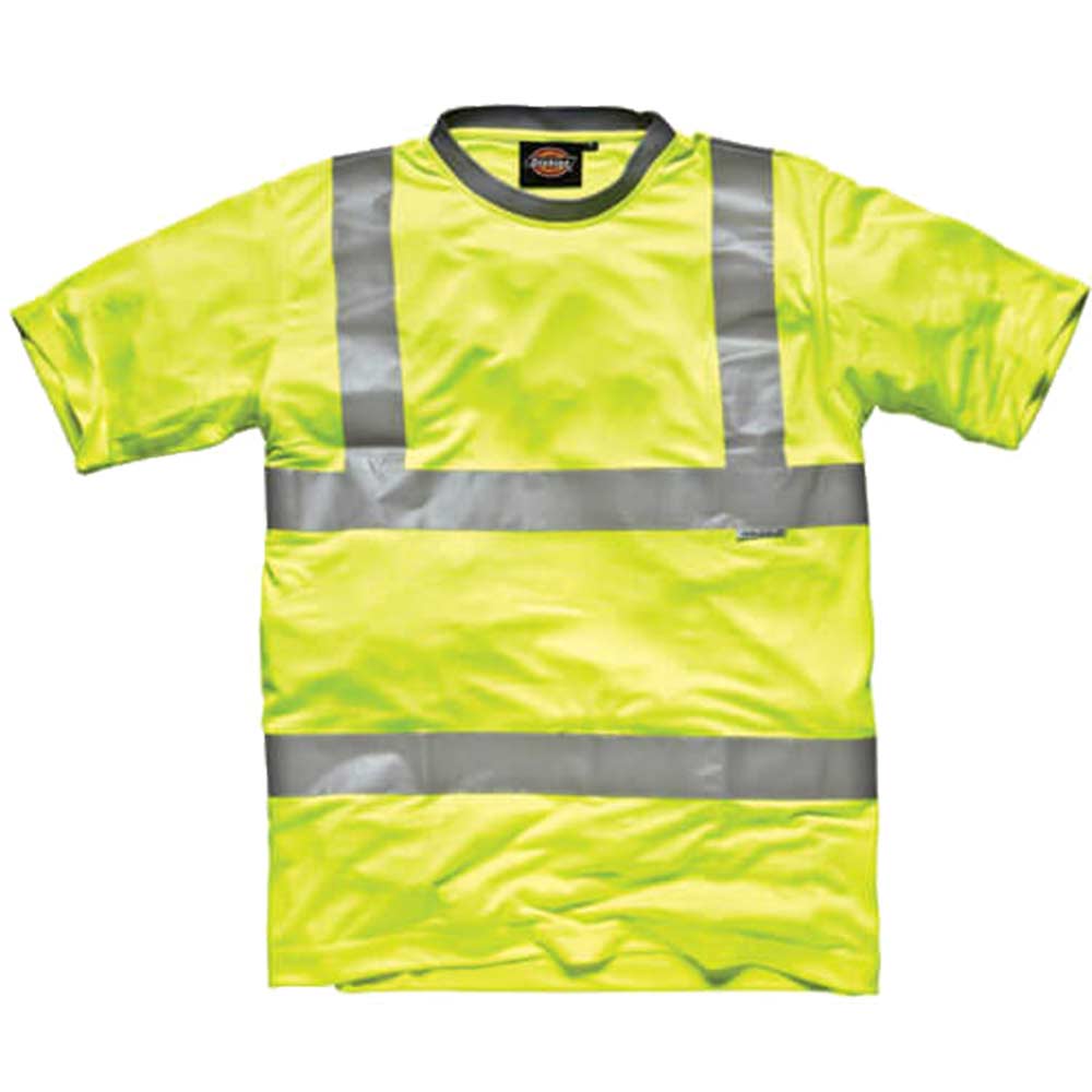Image of Dickies Mens Hi Vis Safety T Shirt Yellow S