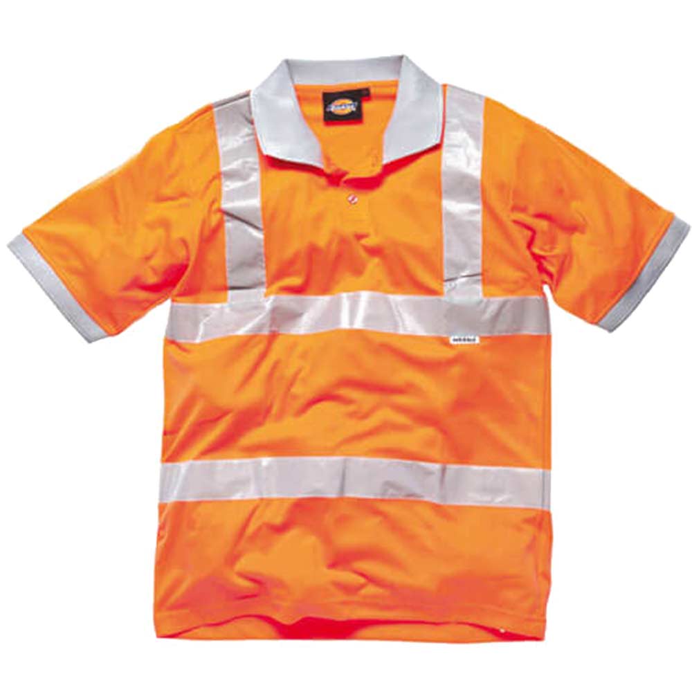 Image of Dickies Mens Hi Vis GO/RT Polo Shirt Orange M