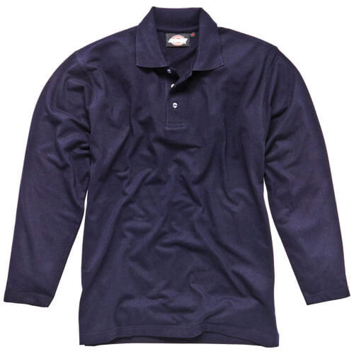 Dickies Mens Long Sleeve Polo Shirt Navy 2XL