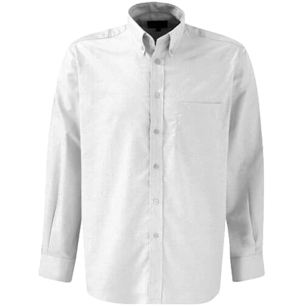 Image of Dickies Mens Oxford Weave Long Sleeve Shirt White Size 16