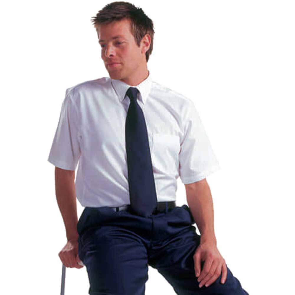 Image of Dickies Mens Oxford Weave Short Sleeve Shirt Navy Size 15.5