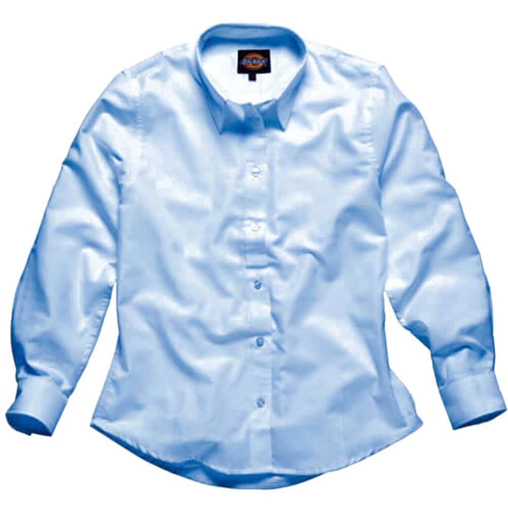 Image of Dickies Mens Oxford Weave Short Sleeve Shirt Blue Size 18