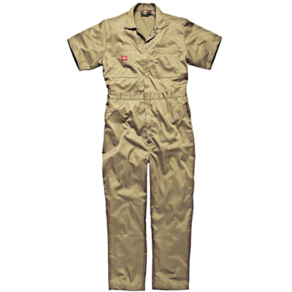 Image of Dickies Mens Lightweight Cotton Short Sleeve Overall Khaki L