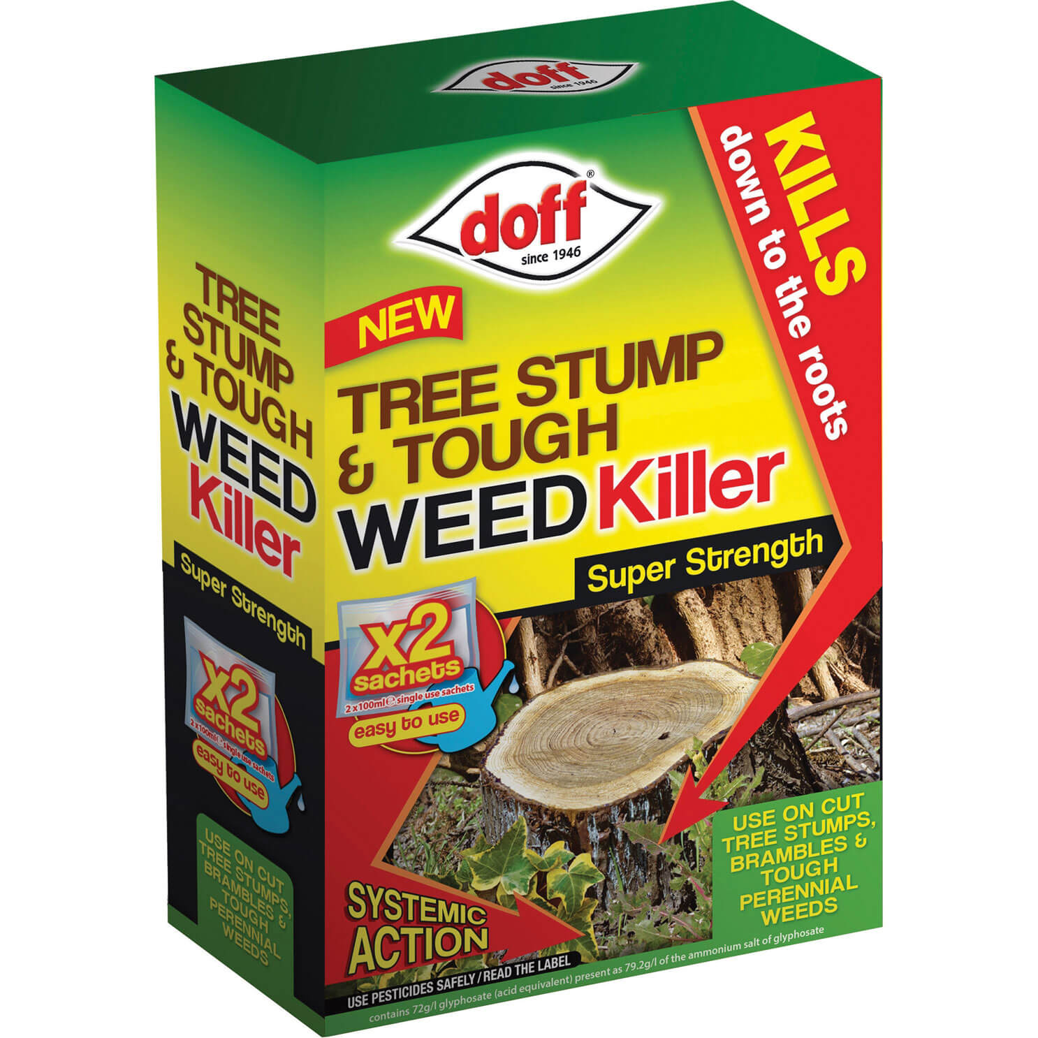 Image of Doff Tree Stump and Tough Weed Killer Sachets Pack of 2
