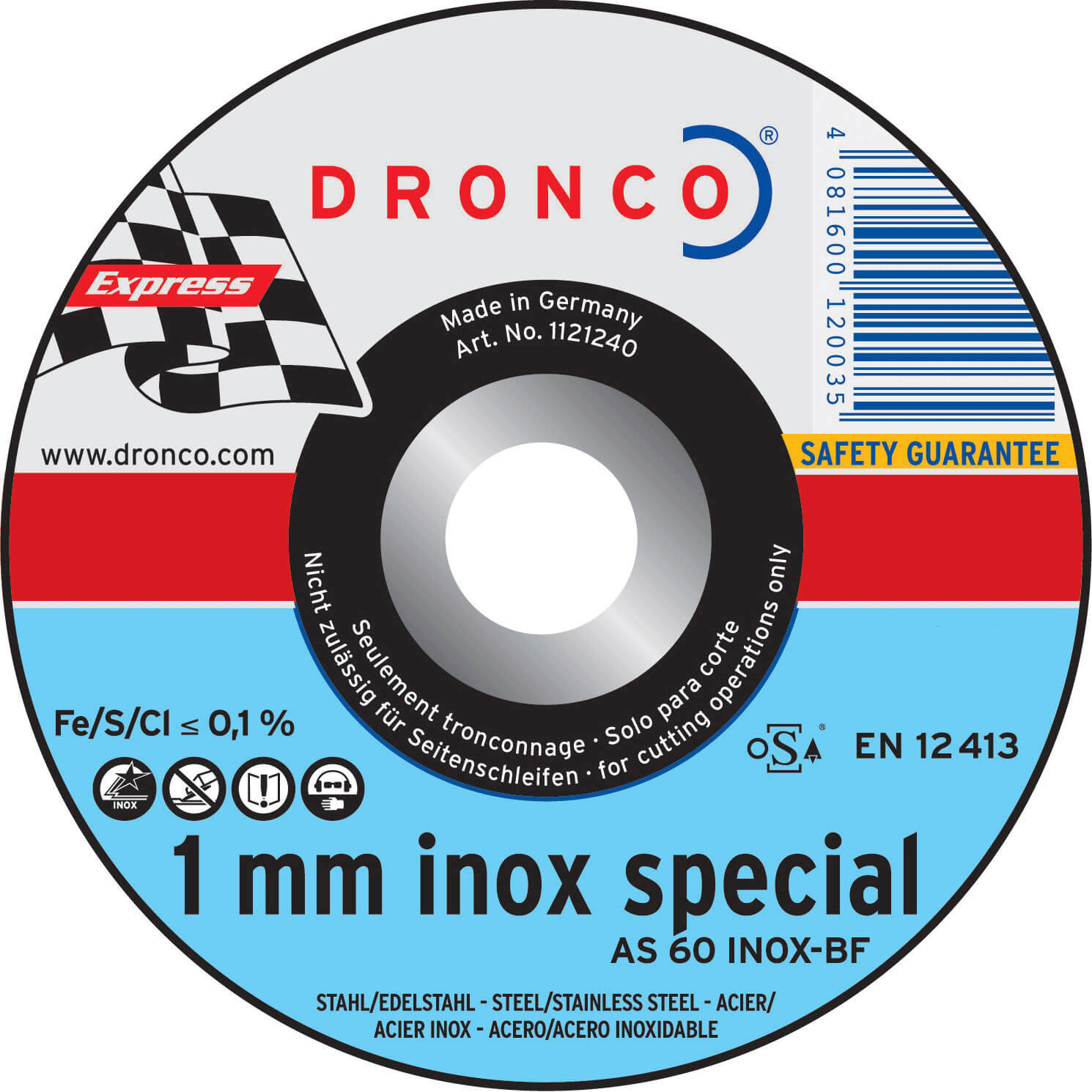 Image of Dronco AS 60 T INOX Thin Stainless Steel Cutting Disc 115mm Pack of 1