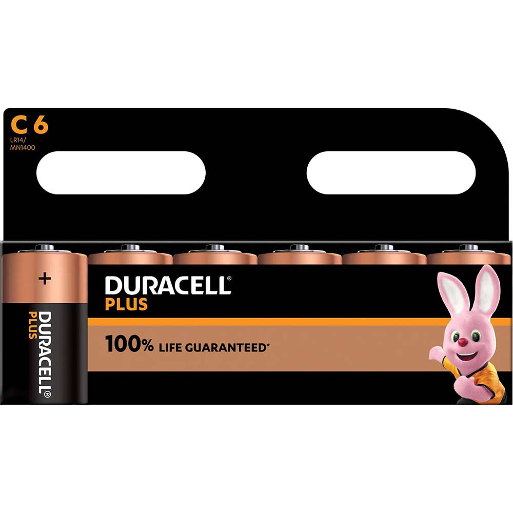 Duracell C Cell Plus Power 100% Batteries Pack of 6