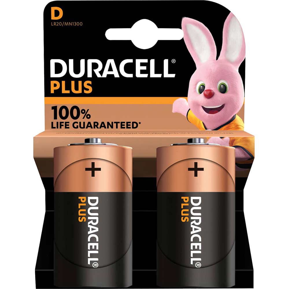 Duracell D Cell Plus Power 100% Batteries Pack of 2