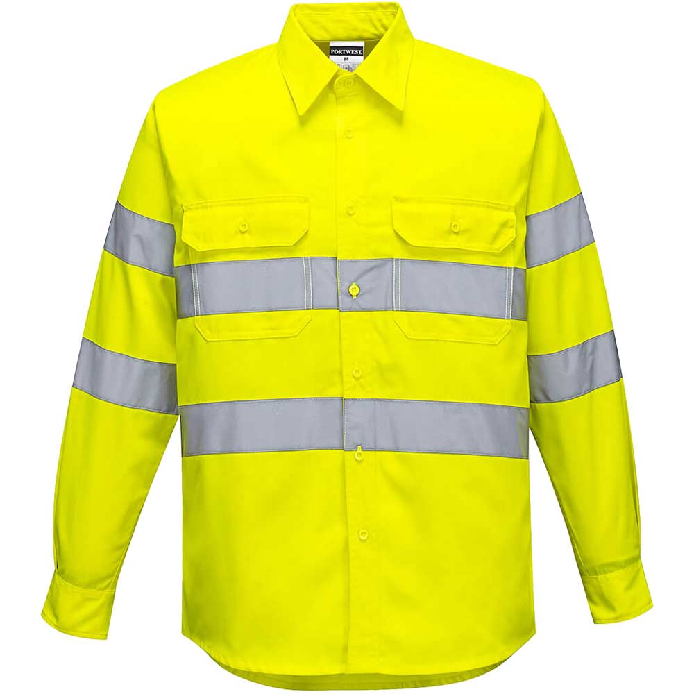 Photo of Portwest Mens Chest Pocket Hi Vis Work Shirt Yellow 3xl