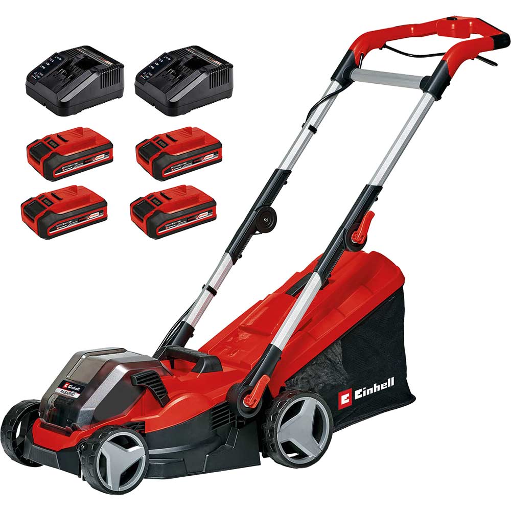 Image of Einhell RASARRO 36/34 36v Cordless Rotary Lawnmower 340mm 4 x 3ah Li-ion Twin Battery Charger