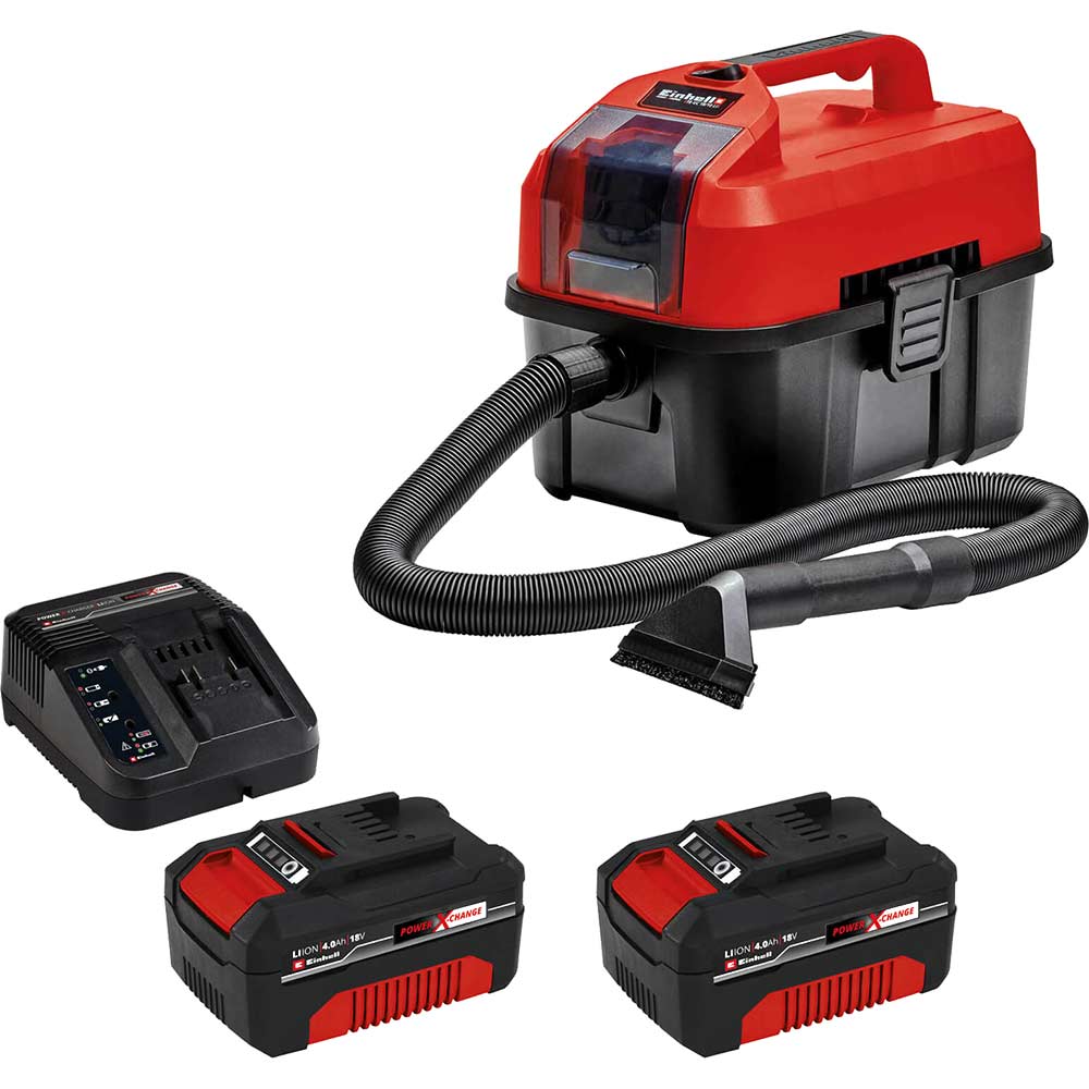 Einhell TE-VC 18/10 Li 18v Cordless Mini Wet and Dry Vacuum Cleaner 10L 2 x 4ah Li-ion Charger No Case