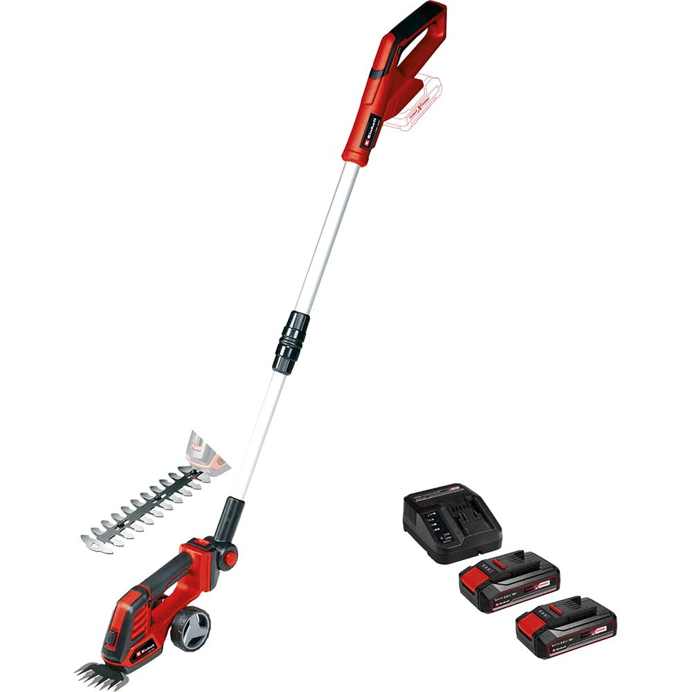 Einhell GE-CG 18/100 Li T 18v Cordless Grass Shears and Handle 2 x 2.5ah Li-ion Charger