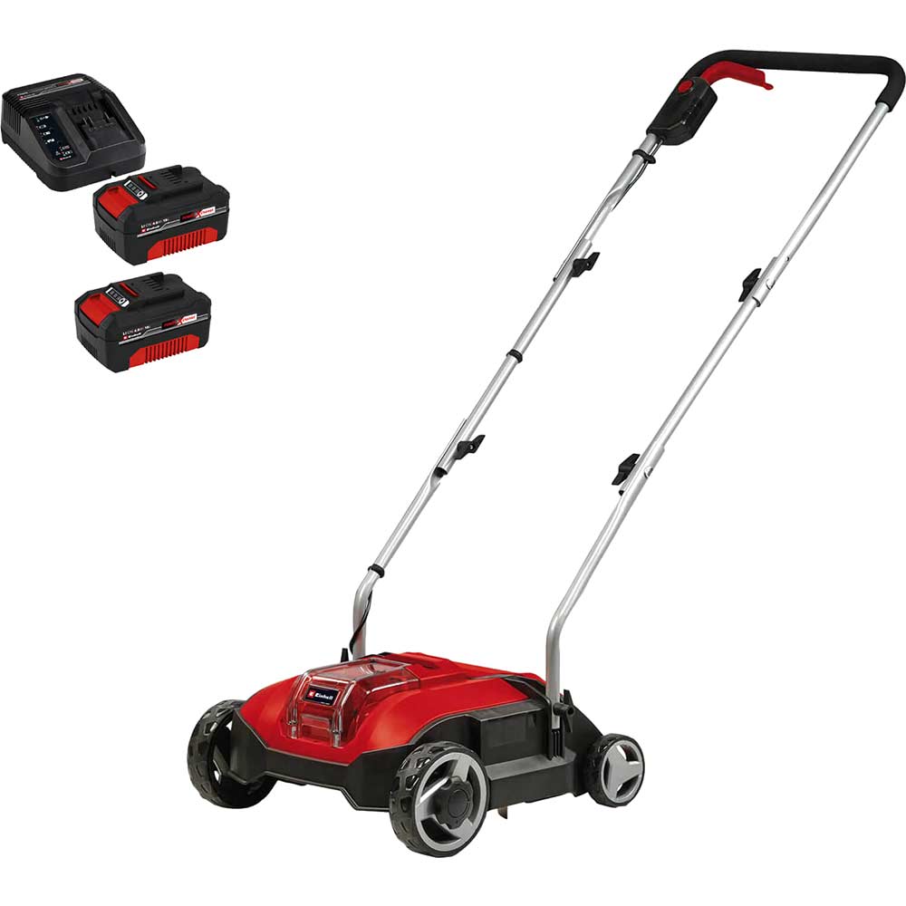 Image of Einhell GE-SC 18/28 Li 18v Cordless Brushless Lawn Scarifier 280mm 2 x 4ah Li-ion Charger