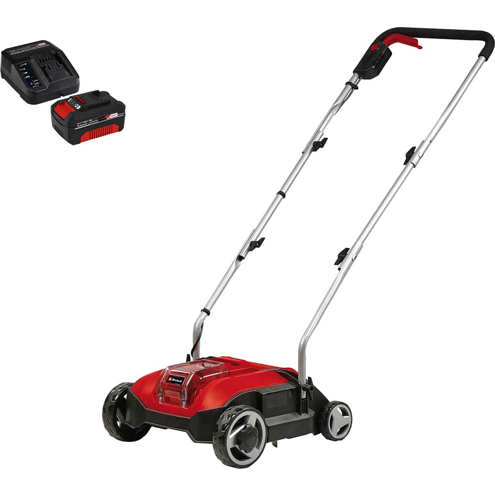 Einhell GE-SC 18/28 Li 18v Cordless Brushless Lawn Scarifier 280mm 1 x 4ah Li-ion Charger