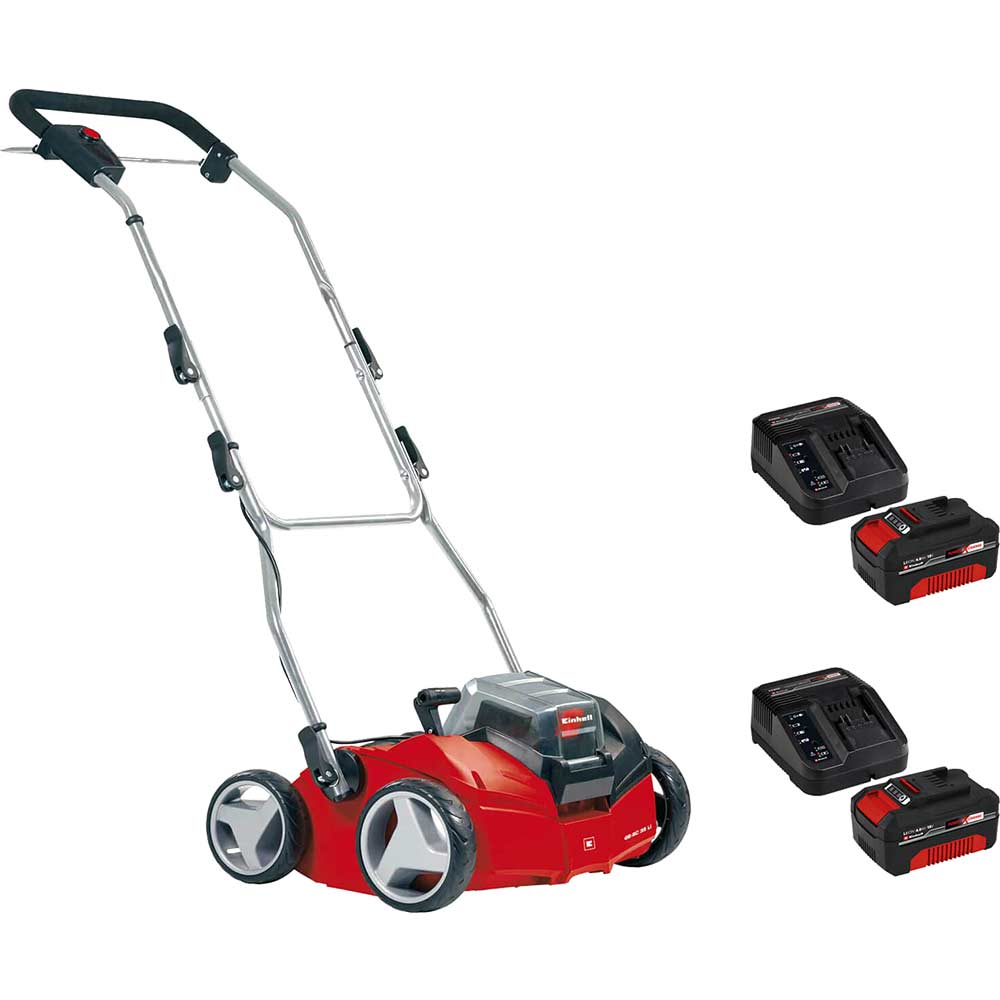 Image of Einhell GE-SC 35/1 Li 36v Cordless Brushless Scarifier 350mm 2 x 4ah Li-ion Charger