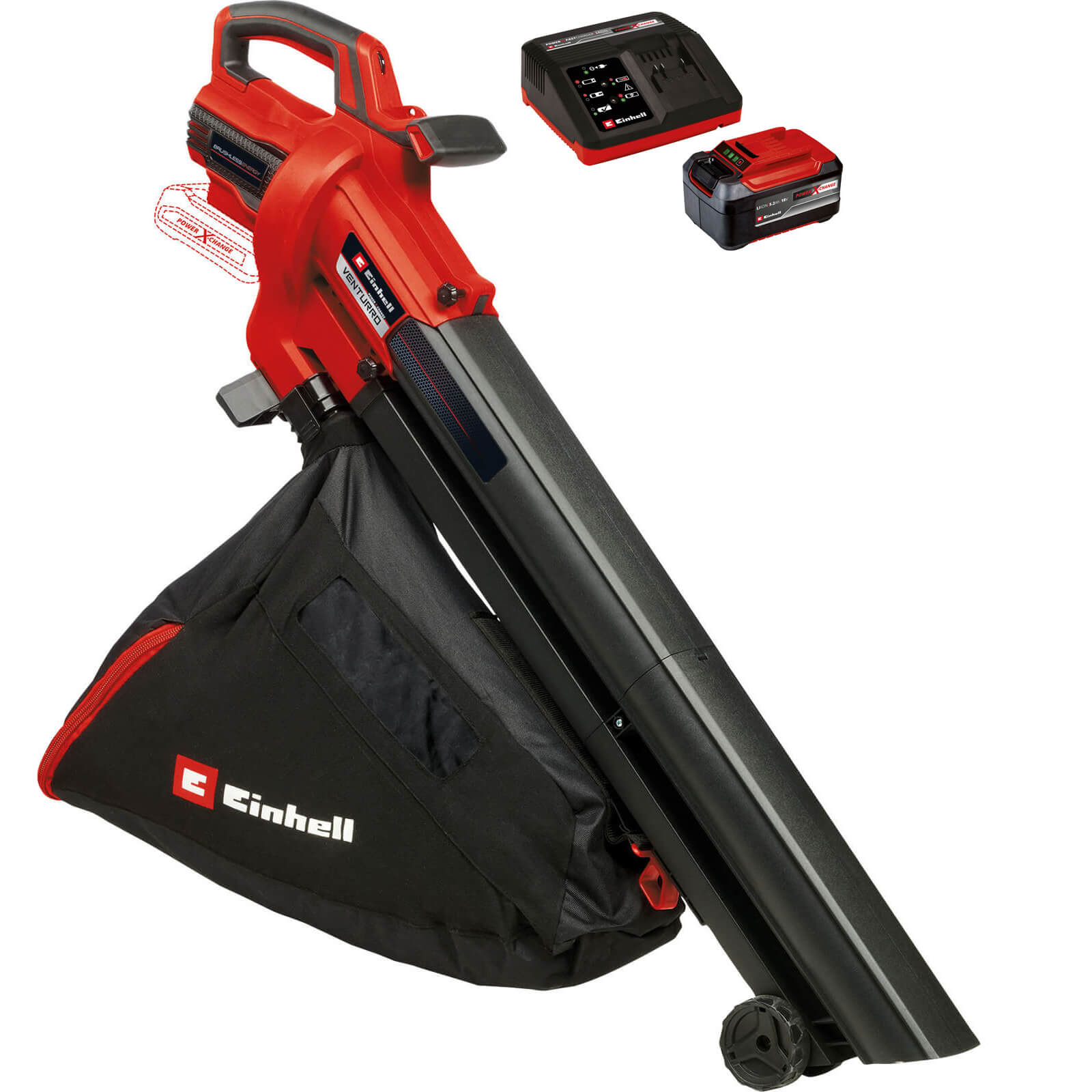 Einhell VENTURRO 18/210 18v Cordless Brushless Leaf Blower and Vacuum 1 x 5.2ah Li-ion Charger