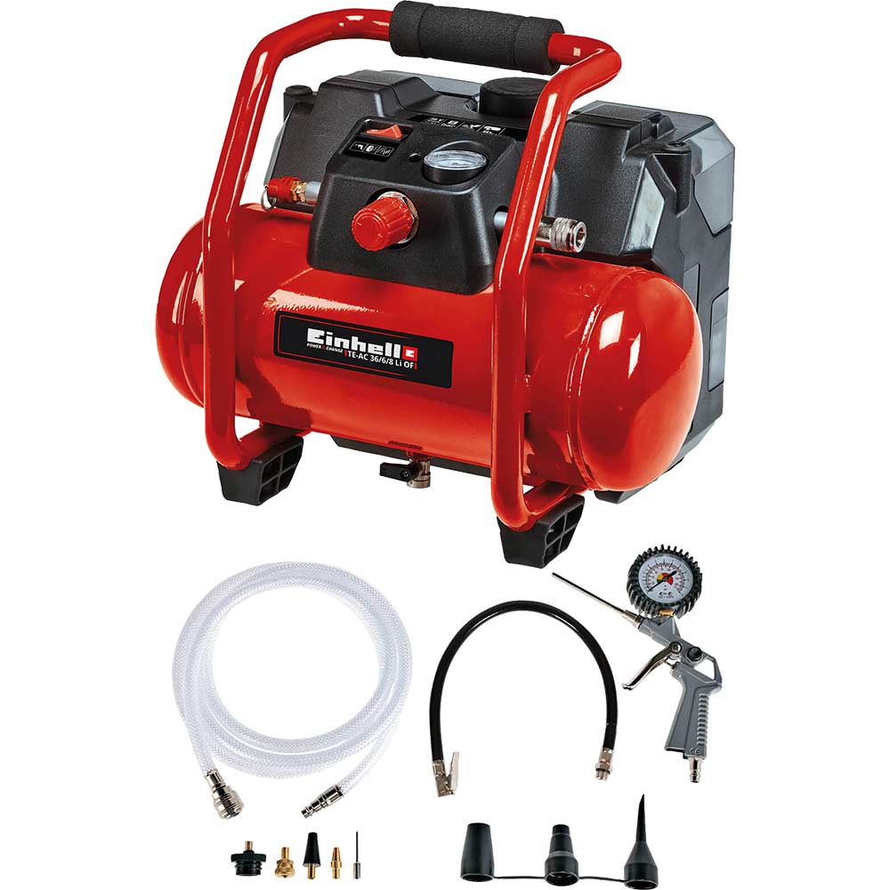 Image of Einhell TE-AC 36/6/8 Li OF Set 36v Oil Free Compressor 6 Litre No Batteries No Charger No Case