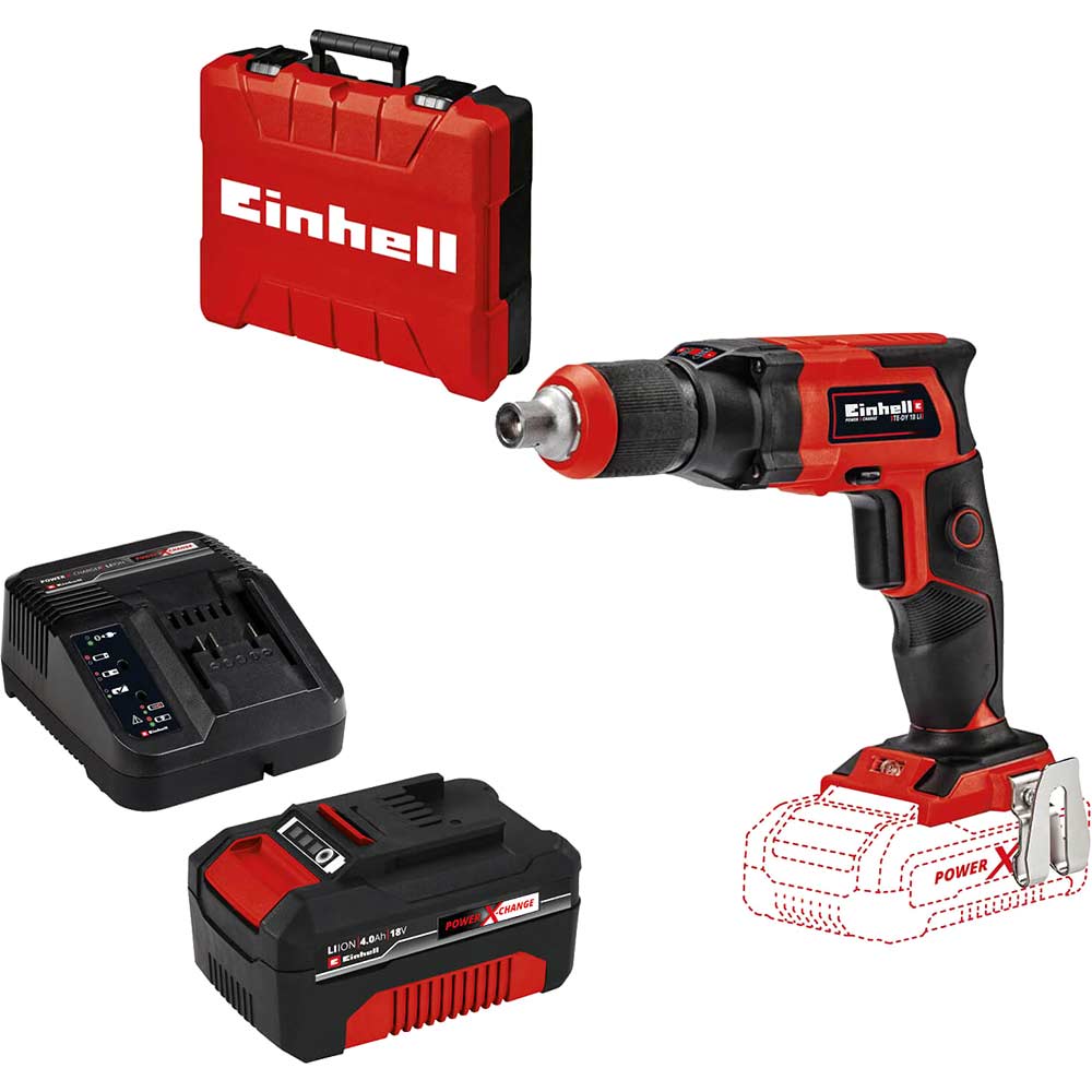 Image of Einhell TE-DY 18 Li 18v Cordless Drywall Screwdriver 1 x 4ah Li-ion Charger Case