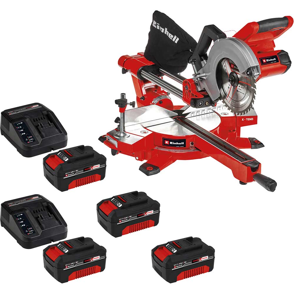 Einhell TE-SM 36/210 36v Cordless Sliding Mitre Saw 210mm 4 x 4ah Li-ion Charger No Case