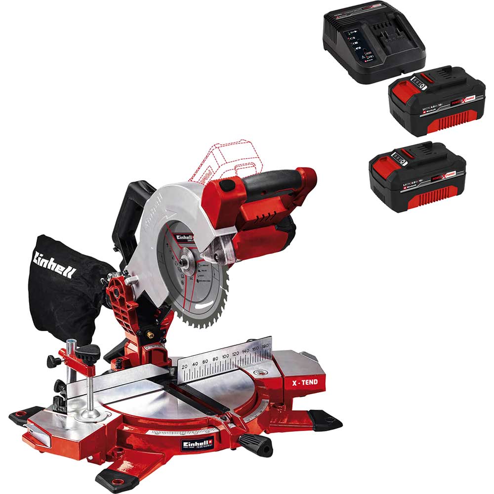 Einhell TE-MS 18/210 Li 18v Cordless Compound Mitre Saw 210mm 2 x 4ah Li-ion Charger No Case