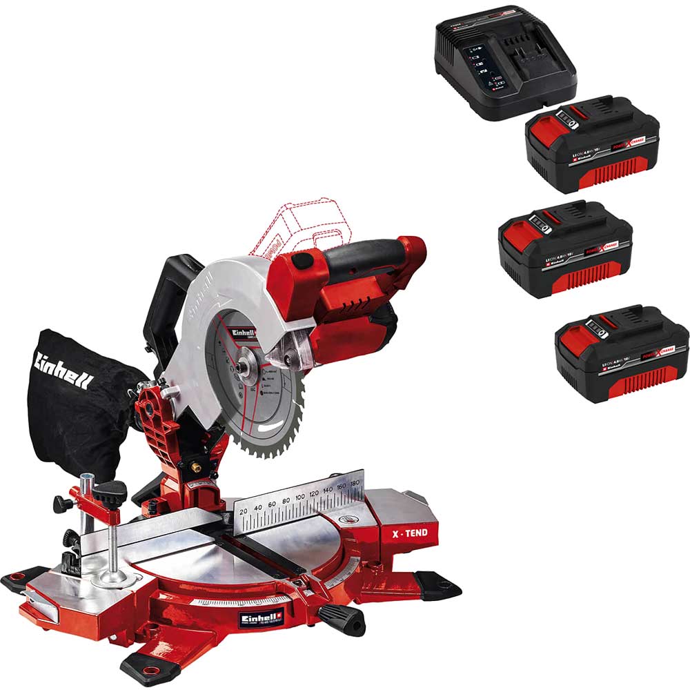 Einhell TE-MS 18/210 Li 18v Cordless Compound Mitre Saw 210mm 3 x 4ah Li-ion Charger No Case