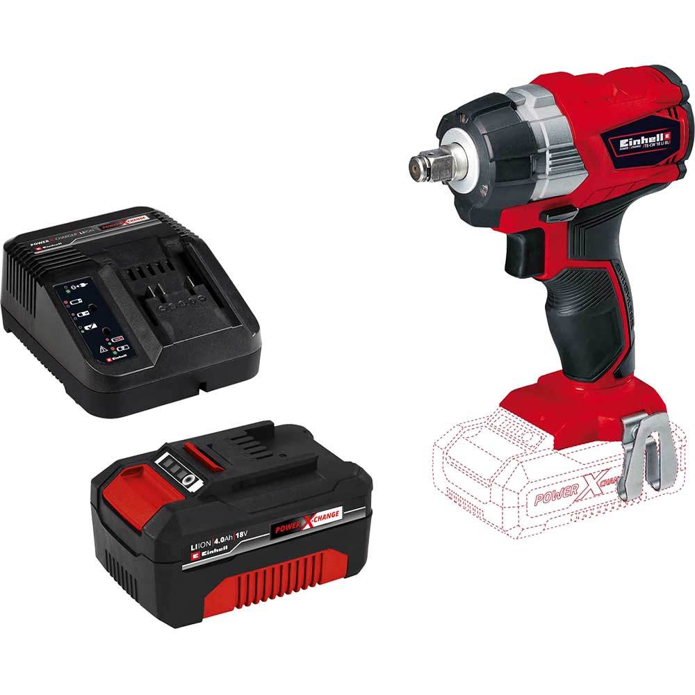 Image of Einhell TE-CW 18 Li BL 18v Cordless Brushless Impact Wrench 1 x 4ah Li-ion Charger No Case