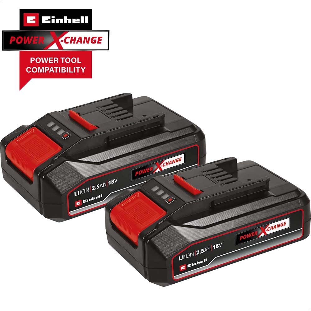 Einhell Genuine Power X-Change 18v Cordless Twin Pack Cordless Li-ion Batteries 2.5ah 2.5ah