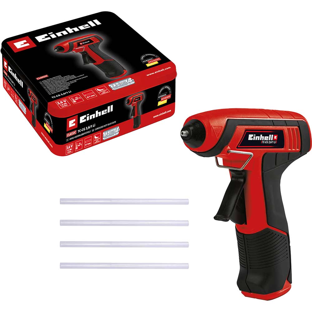 Einhell TC-CG 3.6/1 Li 3.6v Cordless Glue Gun 1 x 1.5ah Integrated Li-ion Charger Case