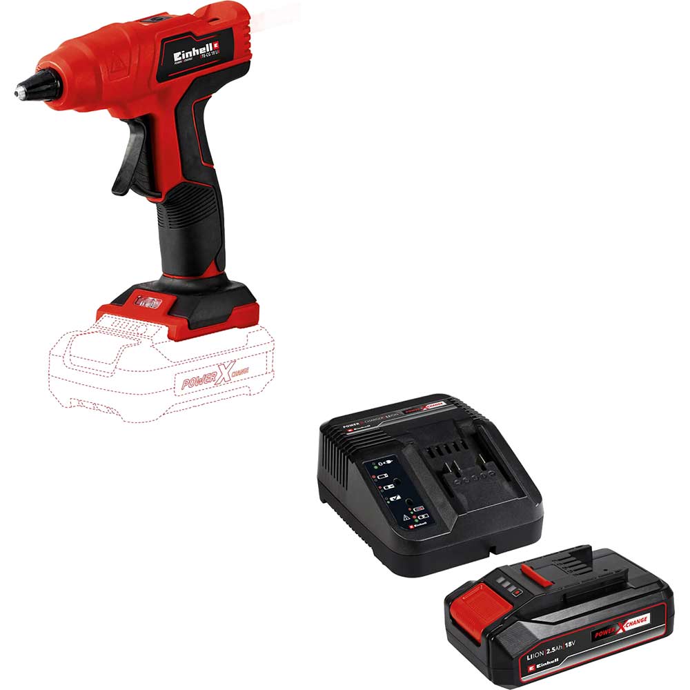 Image of Einhell TE-CG 18 Li 18v Cordless Glue Gun 1 x 2.5ah Li-ion Charger No Case