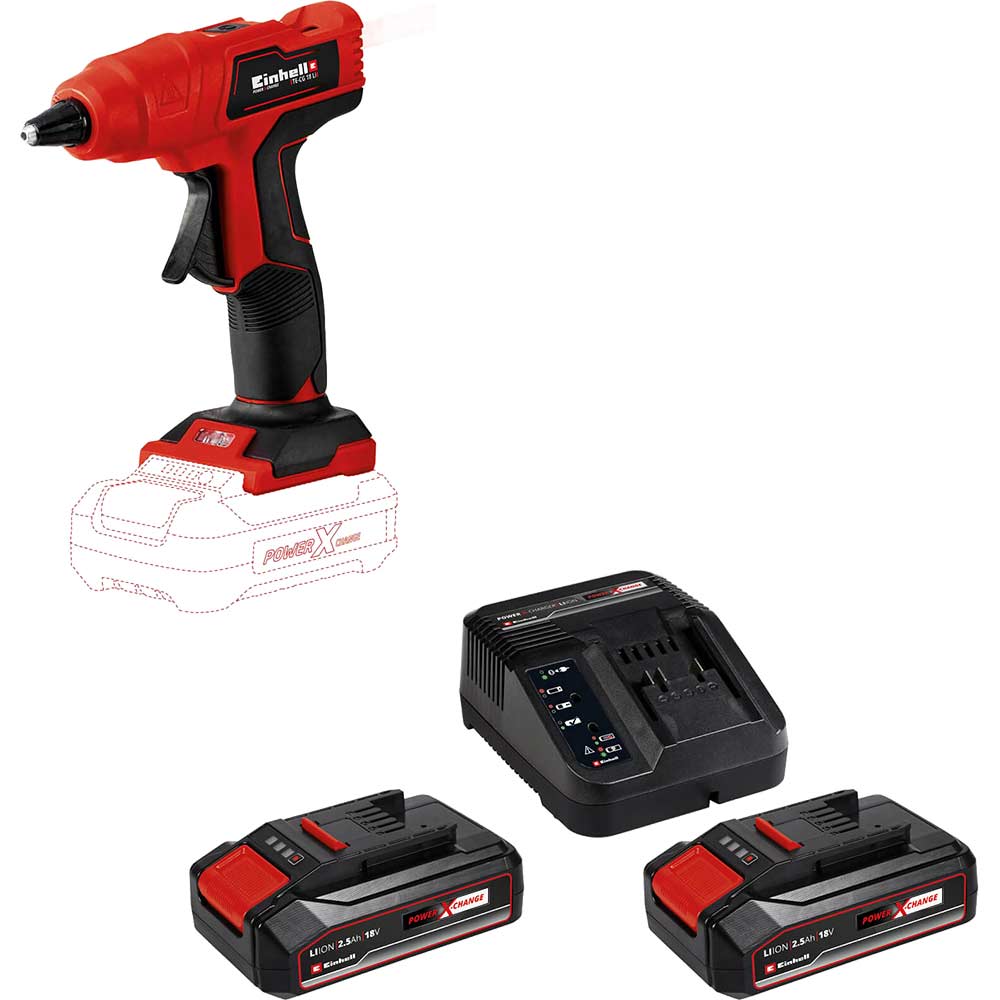 Image of Einhell TE-CG 18 Li 18v Cordless Glue Gun 2 x 2.5ah Li-ion Charger No Case