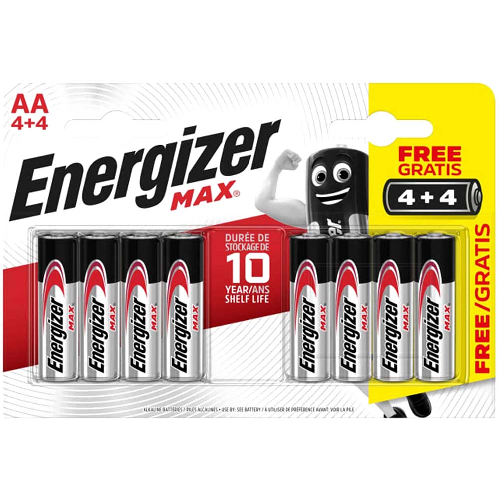 Energizer Max AA 4+4 Batteries Pack of 8