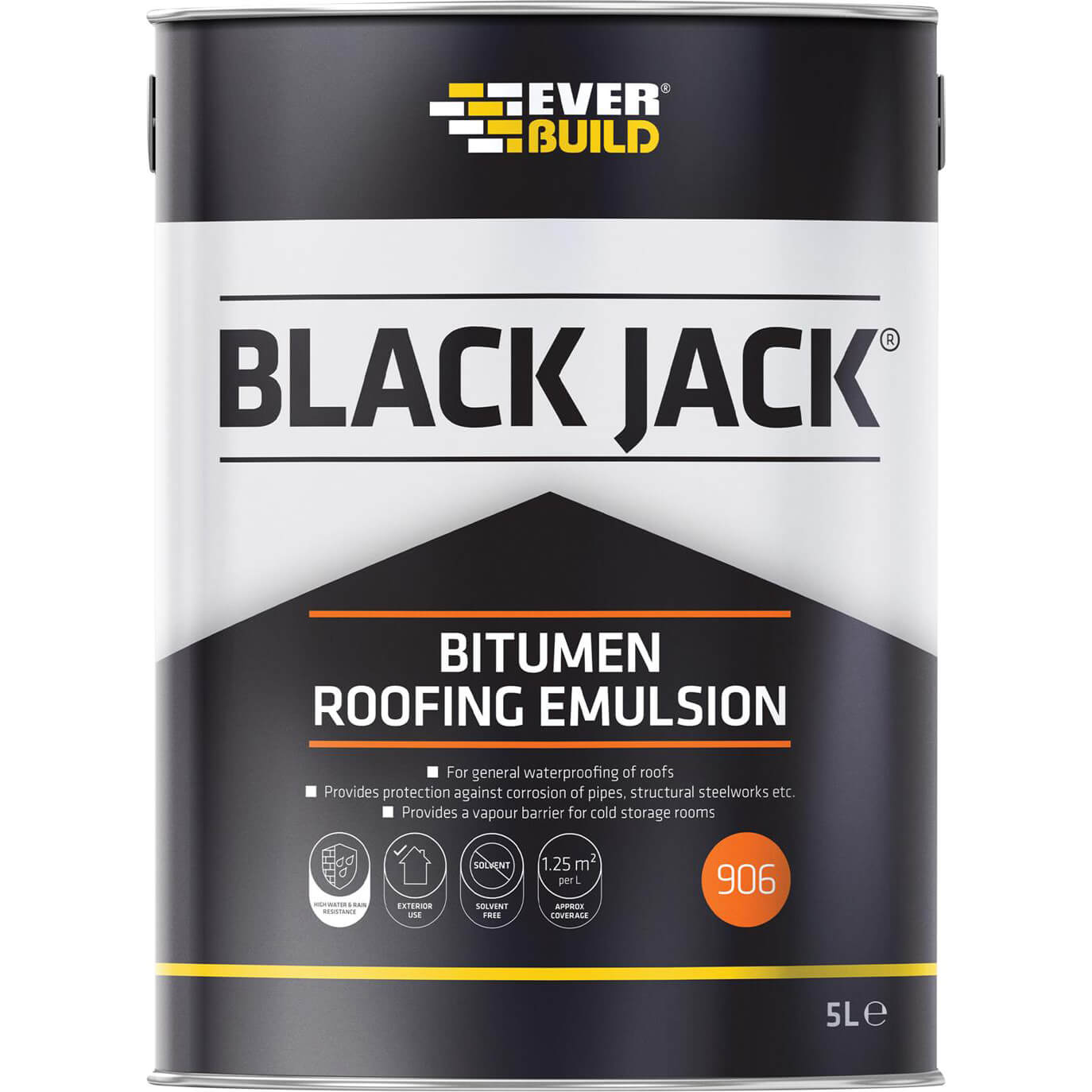 Image of Everbuild Black Jack 906 Bitumen Roofing Emulsion 5l